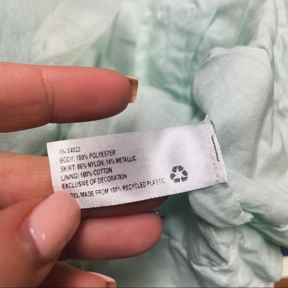 Gap Baby Girl Turquoise Floral Bow Tulle Formal Dress Baby Size 6-12M - Picture 8 of 8